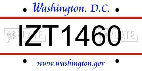 IZT1460 District Of Columbia License Plate