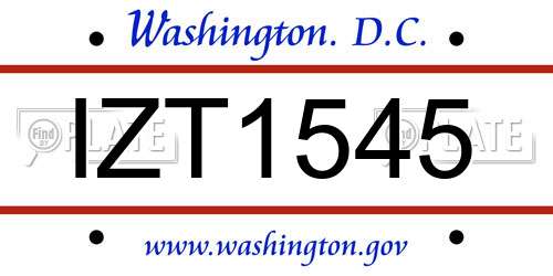 IZT1545 District Of Columbia License Plate