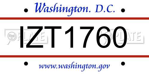 IZT1760 District Of Columbia License Plate