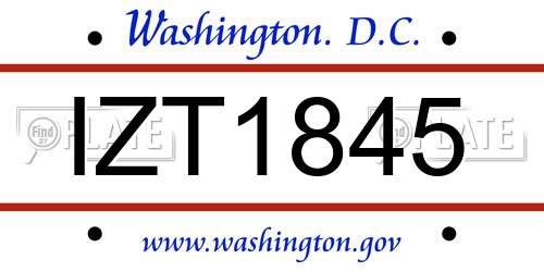 IZT1845 District Of Columbia License Plate