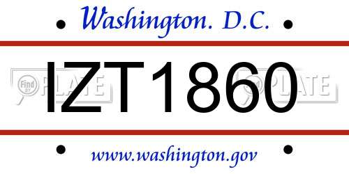 IZT1860 District Of Columbia License Plate