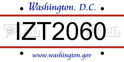 IZT2060 District Of Columbia License Plate
