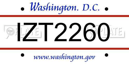 IZT2260 District Of Columbia License Plate