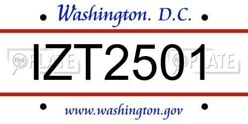 IZT2501 District Of Columbia License Plate