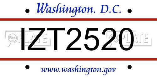 IZT2520 District Of Columbia License Plate