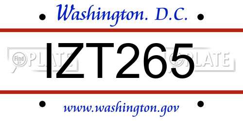 IZT265 District Of Columbia License Plate