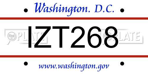 IZT268 District Of Columbia License Plate