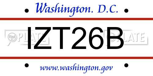 IZT26B District Of Columbia License Plate