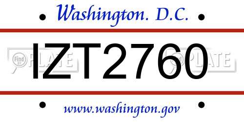IZT2760 District Of Columbia License Plate