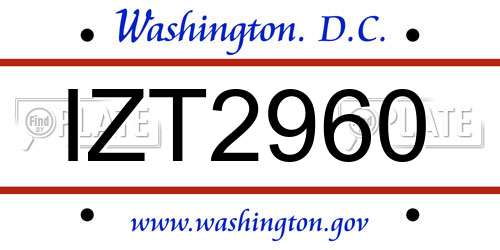 IZT2960 District Of Columbia License Plate