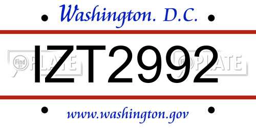 IZT2992 District Of Columbia License Plate
