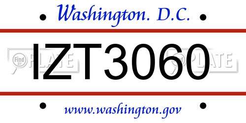 IZT3060 District Of Columbia License Plate