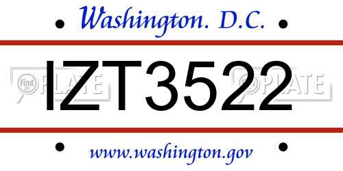 IZT3522 District Of Columbia License Plate