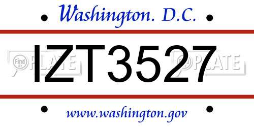 IZT3527 District Of Columbia License Plate