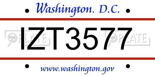 IZT3577 District Of Columbia License Plate