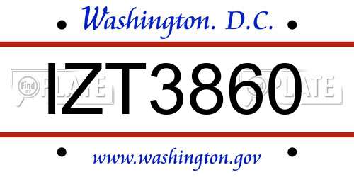 IZT3860 District Of Columbia License Plate