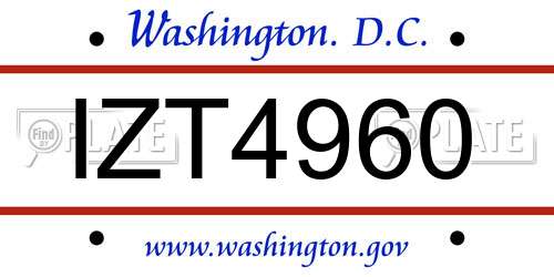 IZT4960 District Of Columbia License Plate