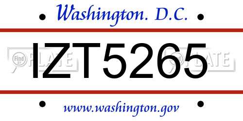 IZT5265 District Of Columbia License Plate