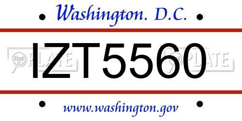 IZT5560 District Of Columbia License Plate