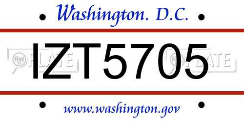 IZT5705 District Of Columbia License Plate