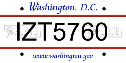 IZT5760 District Of Columbia License Plate