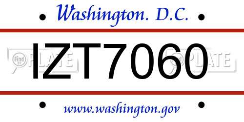 IZT7060 District Of Columbia License Plate
