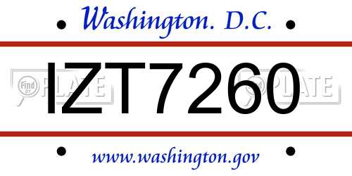 IZT7260 District Of Columbia License Plate