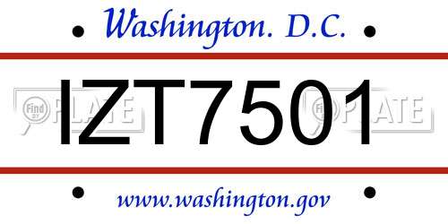 IZT7501 District Of Columbia License Plate
