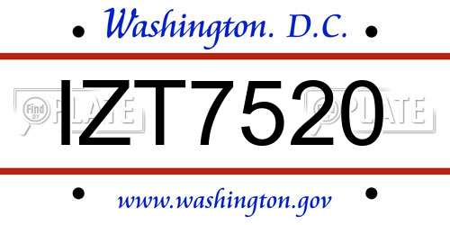 IZT7520 District Of Columbia License Plate