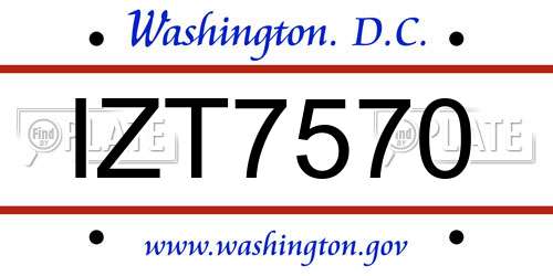 IZT7570 District Of Columbia License Plate