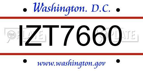 IZT7660 District Of Columbia License Plate