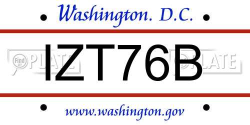 IZT76B District Of Columbia License Plate