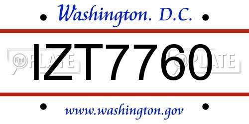 IZT7760 District Of Columbia License Plate