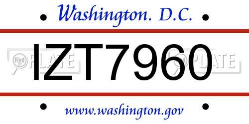 IZT7960 District Of Columbia License Plate