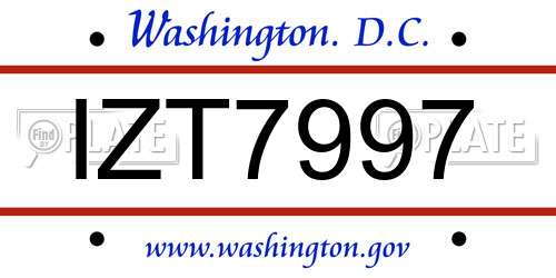 IZT7997 District Of Columbia License Plate
