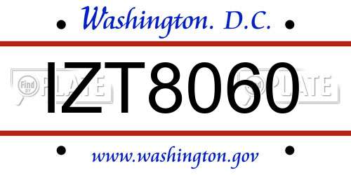 IZT8060 District Of Columbia License Plate