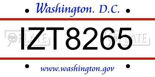 IZT8265 District Of Columbia License Plate