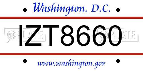 IZT8660 District Of Columbia License Plate