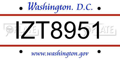 IZT8951 District Of Columbia License Plate