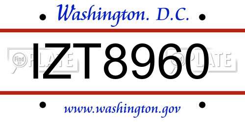 IZT8960 District Of Columbia License Plate