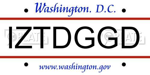 IZTDGGD District Of Columbia License Plate