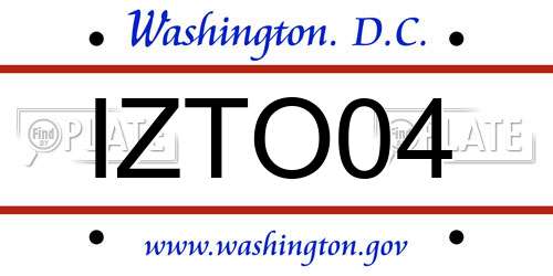 IZTO04 District Of Columbia License Plate