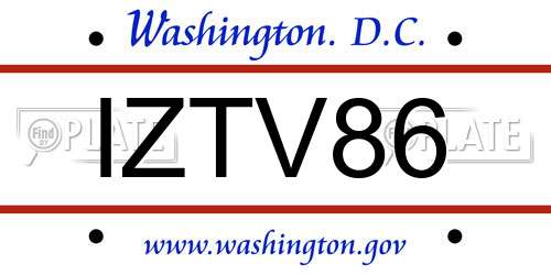 IZTV86 District Of Columbia License Plate