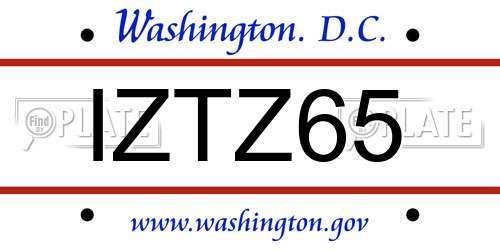 IZTZ65 District Of Columbia License Plate