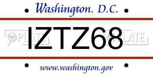 IZTZ68 District Of Columbia License Plate