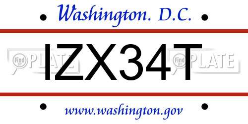 IZX34T District Of Columbia License Plate
