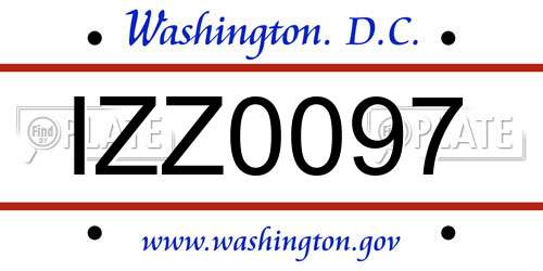 IZZ0097 District Of Columbia License Plate