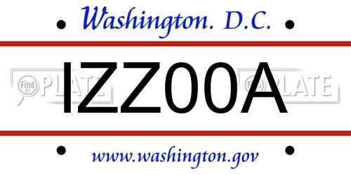 IZZ00A District Of Columbia License Plate