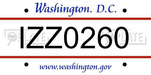 IZZ0260 District Of Columbia License Plate