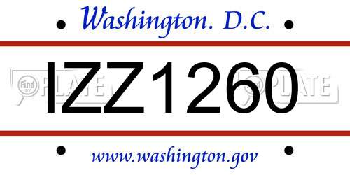 IZZ1260 District Of Columbia License Plate